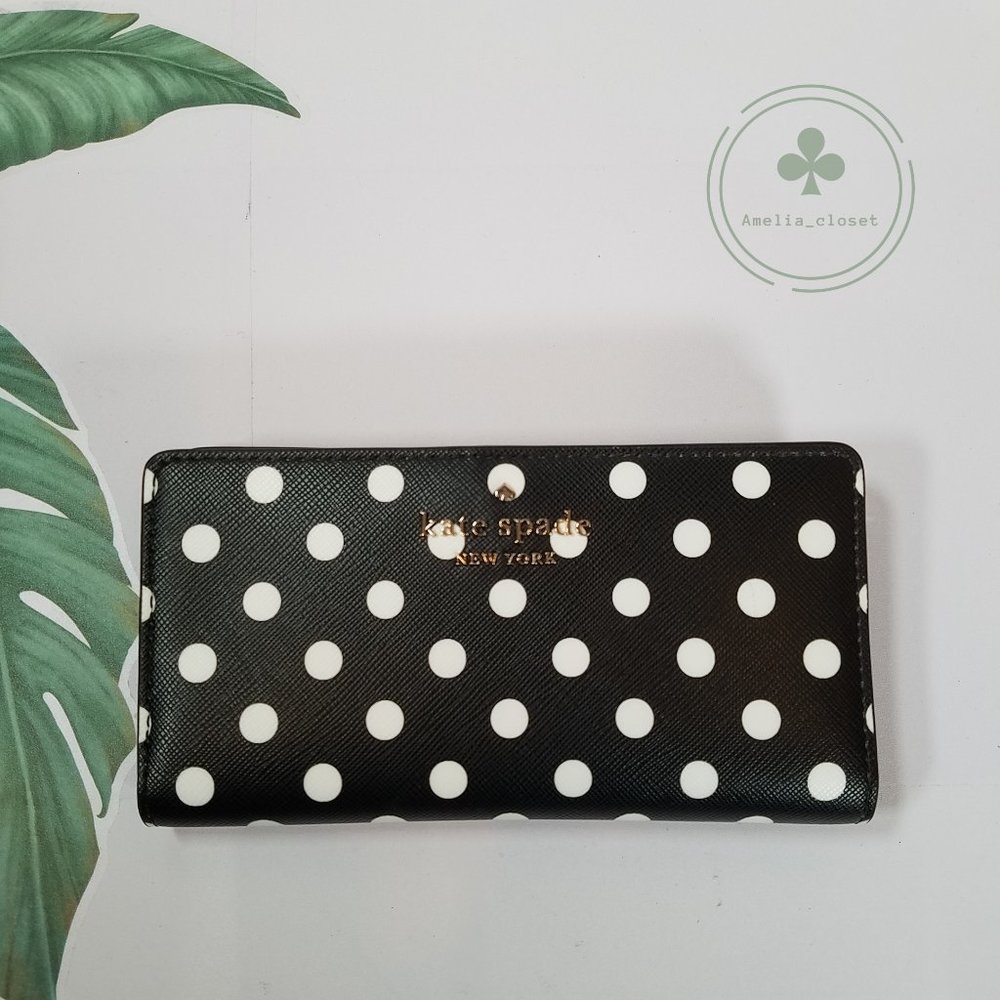MAKE AN OFFER NWT Kate Spade New York Staci Polka Dot Slim Bifold Wallet